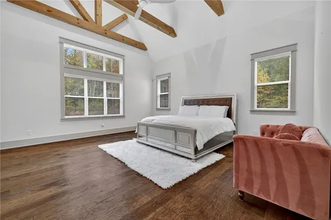 a spacious bathroom with a shower