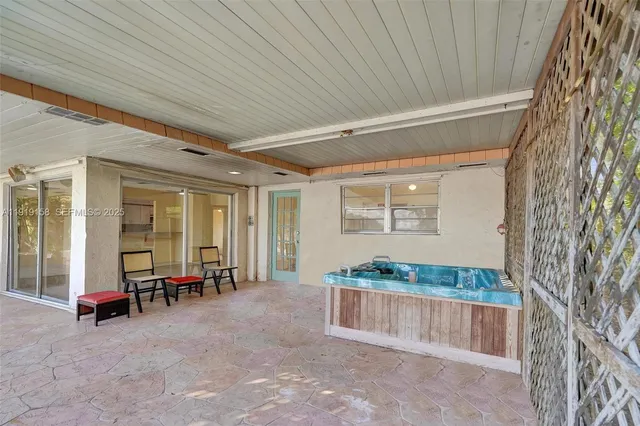 a view of a yard with a lake view