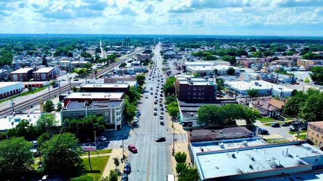 an aerial view of multiple house