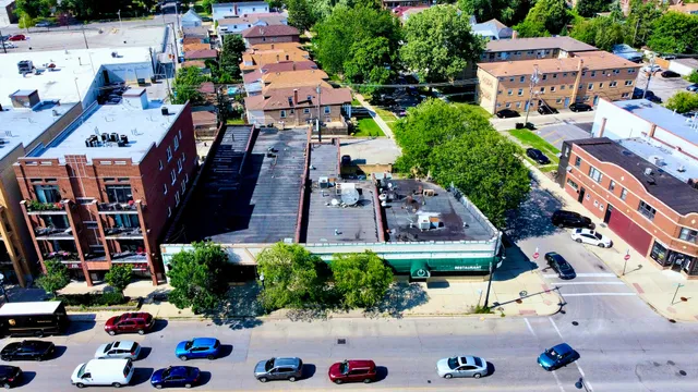 an aerial view of multiple houses