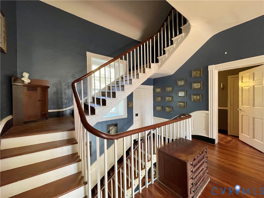287 Rowes Landing Road Heathsville, VA 22473 - Photo 25 of 60 a view of entryway with wooden floor and stairs