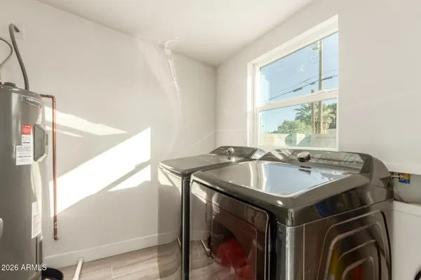 a front view of a house with patio