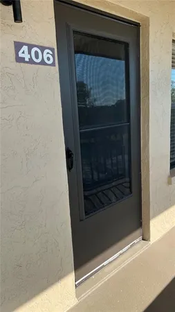 a view of wooden door