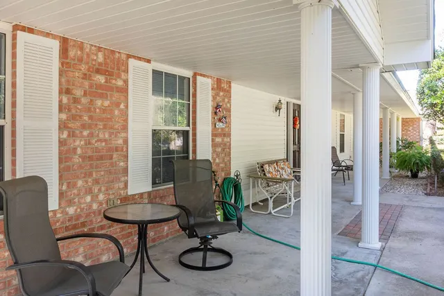 a view of an outdoor seating area