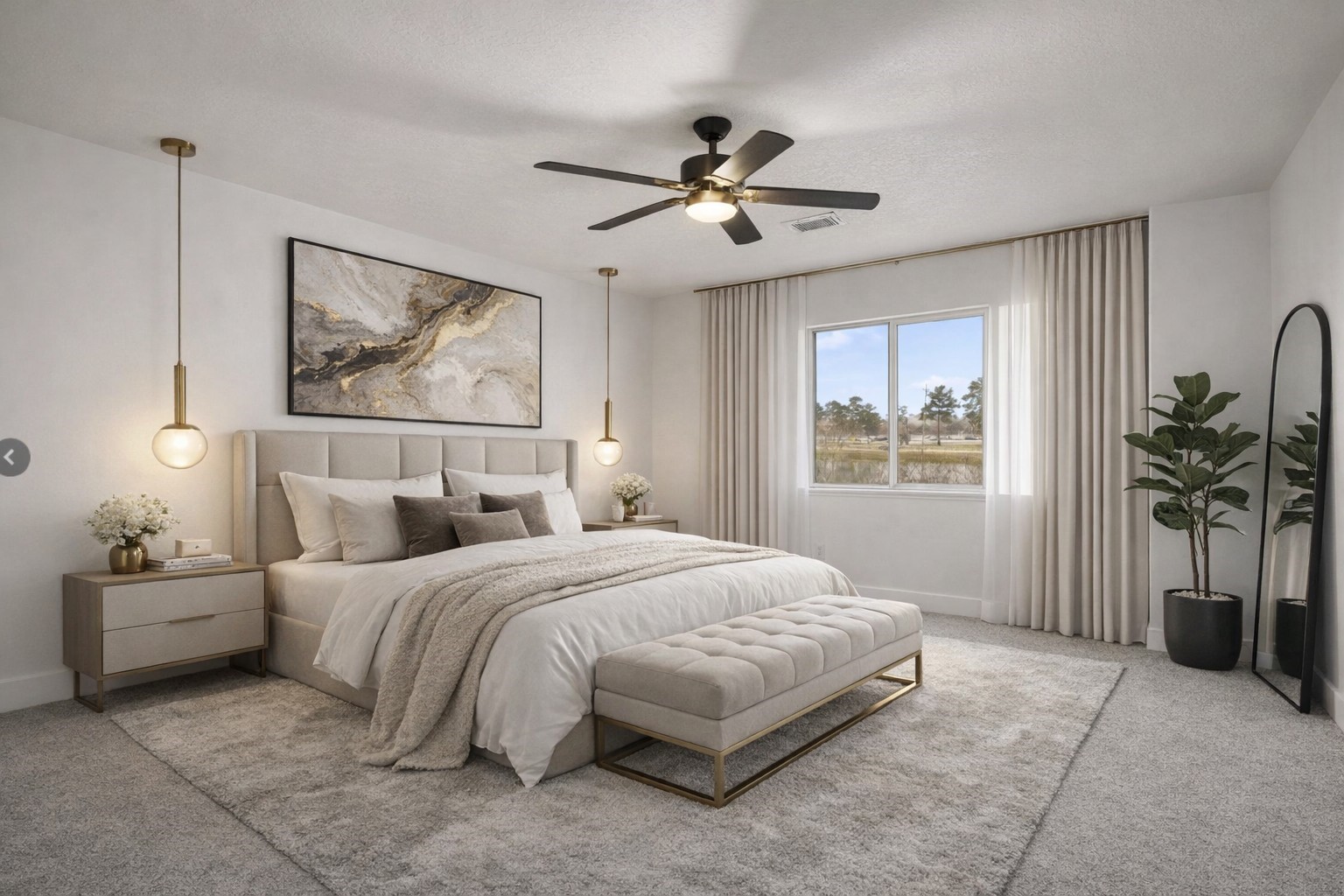 20923 Bayeux Lane Spring, TX 77388 - Photo 16 of 50 a bedroom with a bed and a potted plant