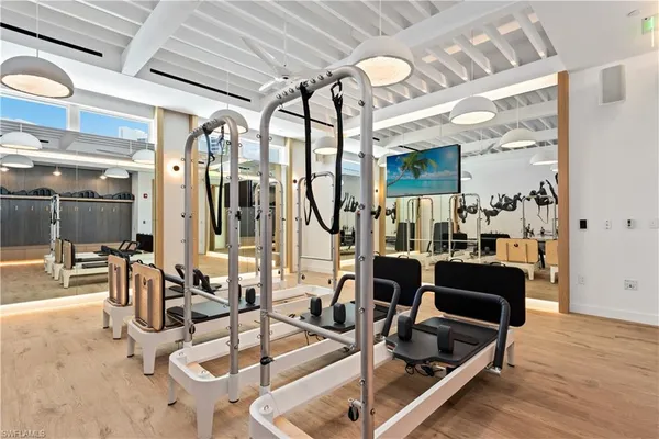 a view of a room with gym equipment