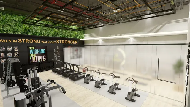 a view of a room with gym equipment
