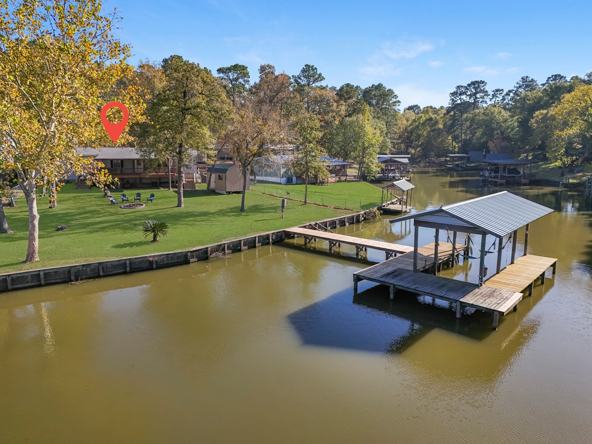 450 Ridge Trail Trinity, TX 75862 - Photo 3 of 30 an aerial view of a house with swimming pool patio and outdoor seating