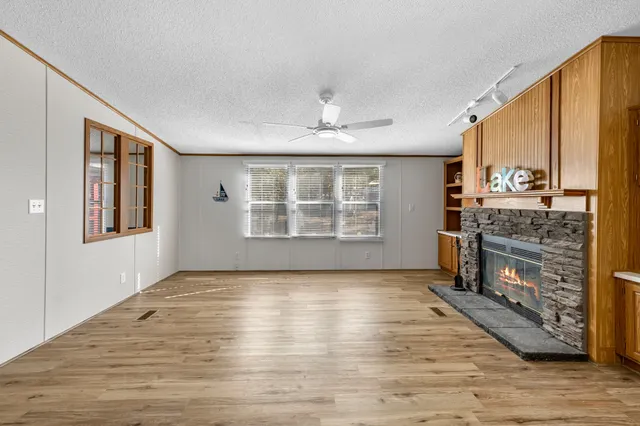 a view of a livingroom with a fireplace