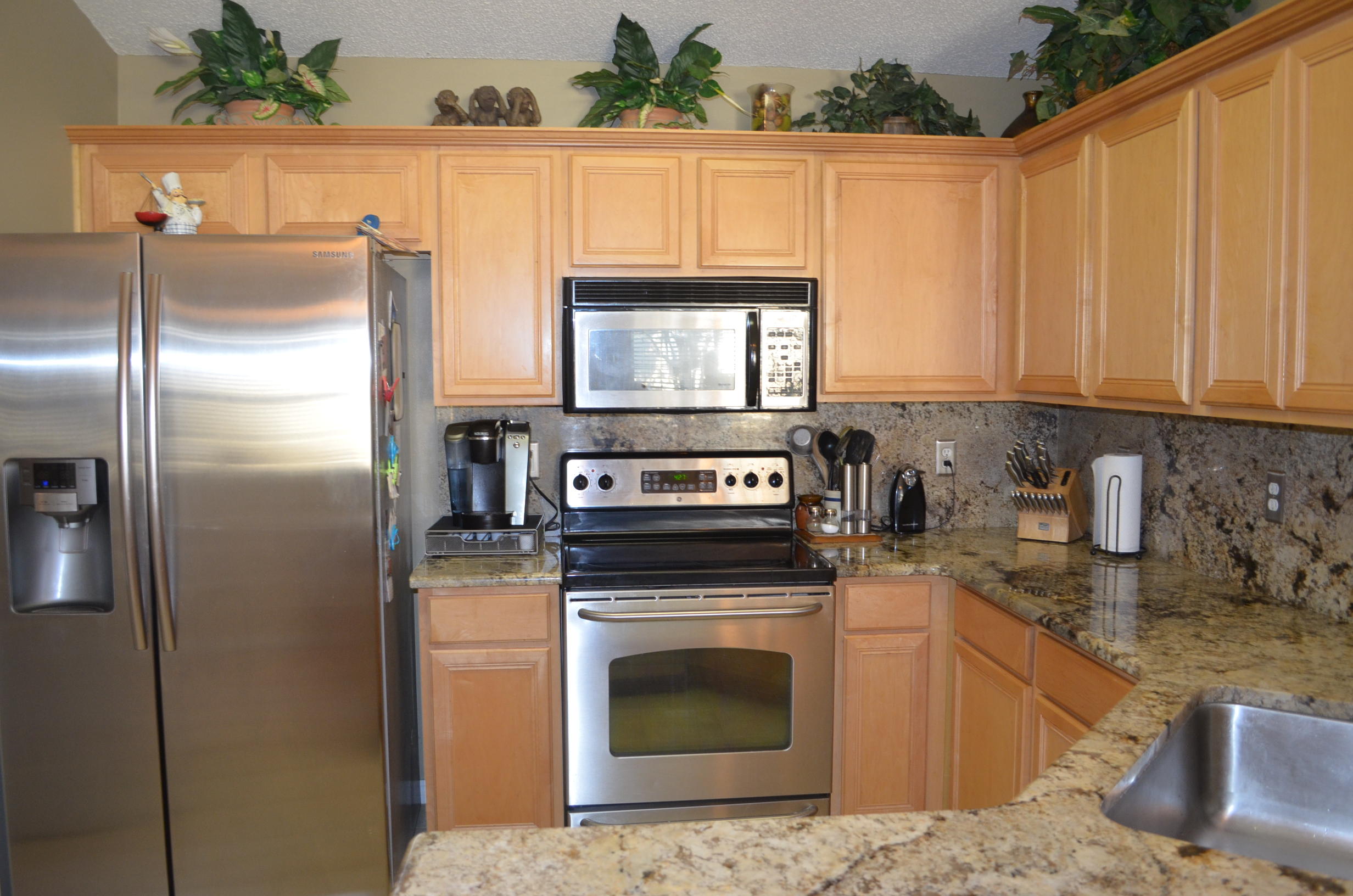 669 East Shipwreck Road Santa Rosa Beach, FL 32459 - Photo 8 of 35 a kitchen with stainless steel appliances granite countertop a stove a refrigerator and a sink