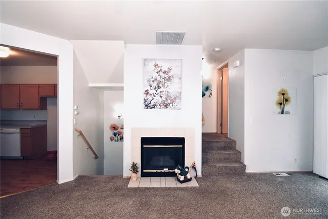 a view of hallway with stairs
