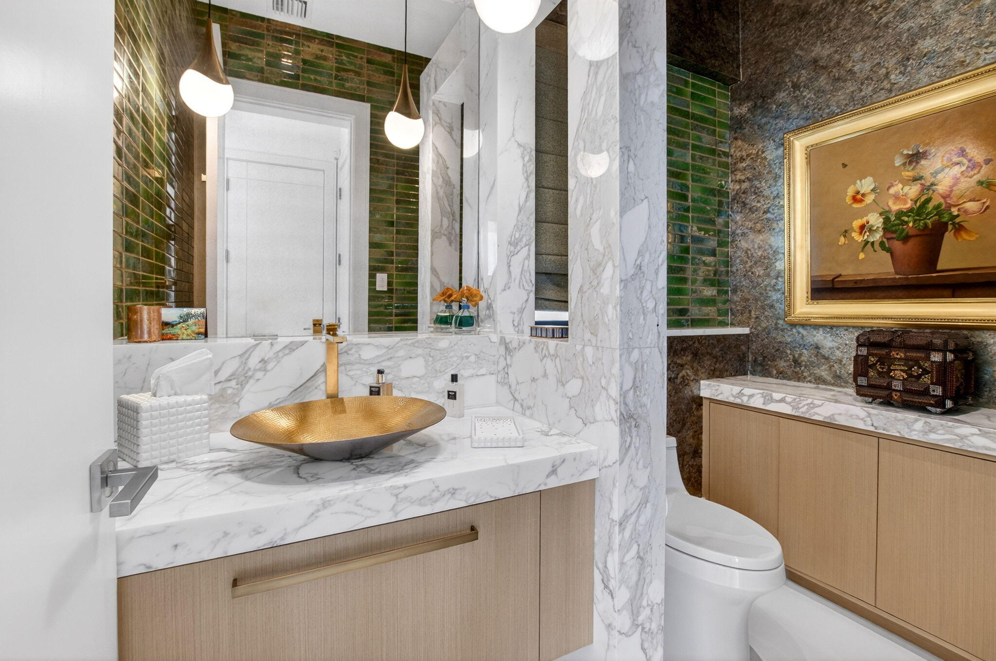 6960 Lake Estates Court Boca Raton, FL 33496 - Photo 28 of 58 a bathroom with a granite countertop sink and a mirror with toilet