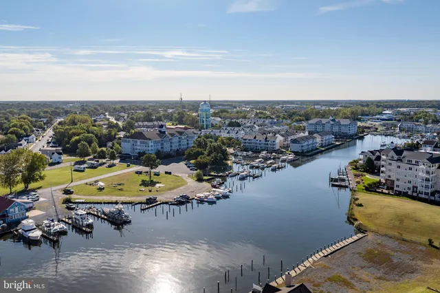 a view of building with river