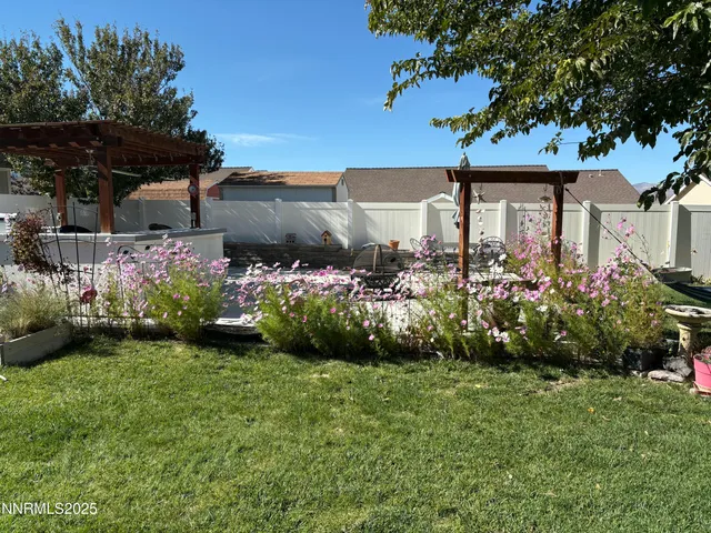 a view of a backyard with plants