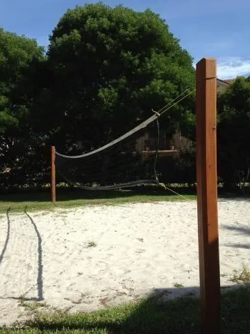 a view of swimming pool from a window