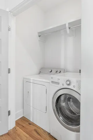a utility room with dryer and washer
