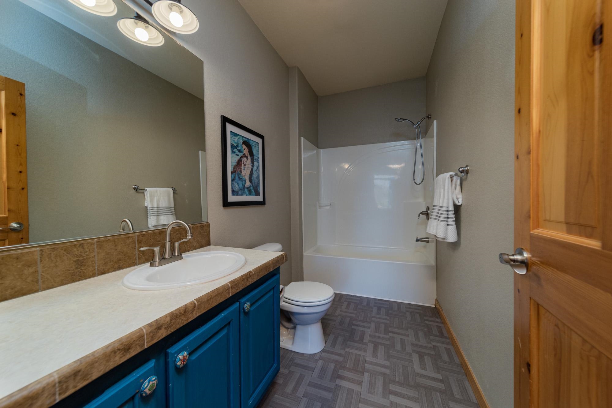 1745 North 3/10 Road Fruita, CO 81521 - Photo 21 of 41 a bathroom with a sink a toilet a shower and a mirror