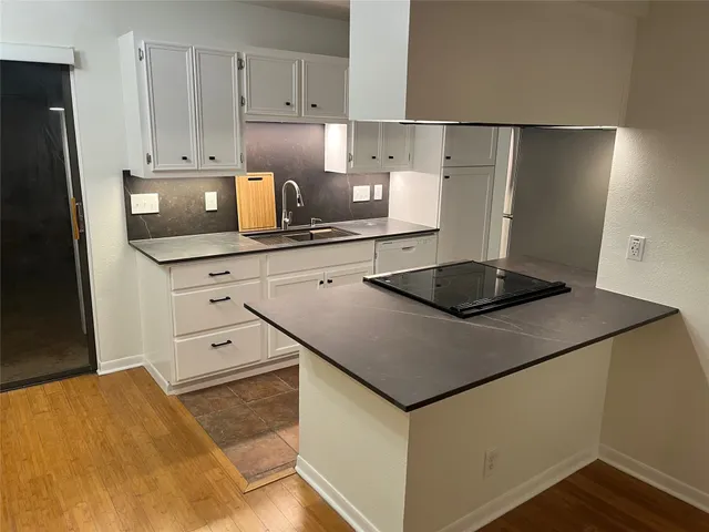 a kitchen with a sink a stove and refrigerator