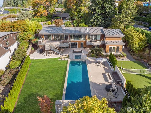 an aerial view of a house