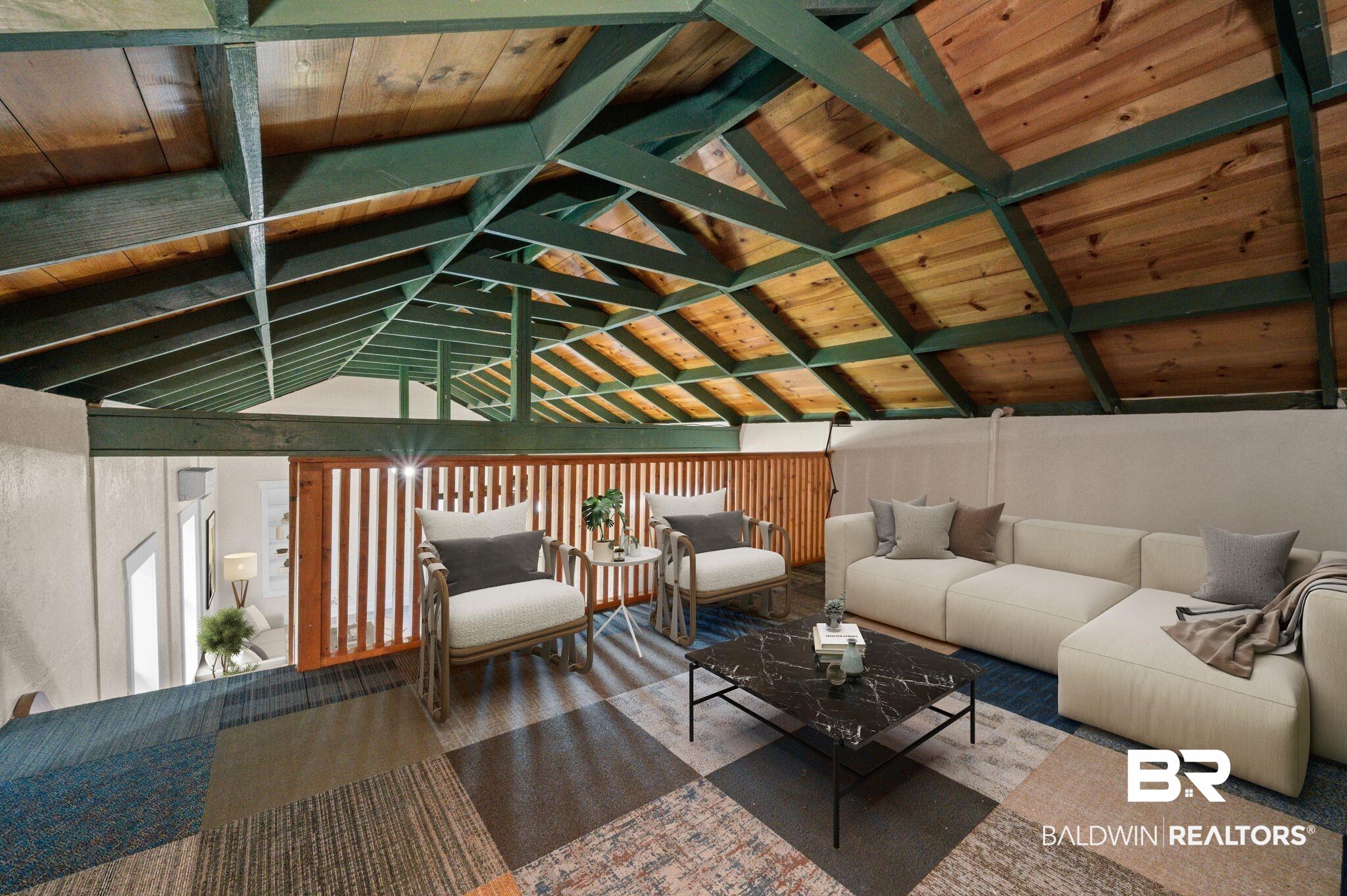 20037 County Road 33 Fairhope, AL 36532 - Photo 61 of 79 Living room featuring lofted ceiling with beams and wood ceiling