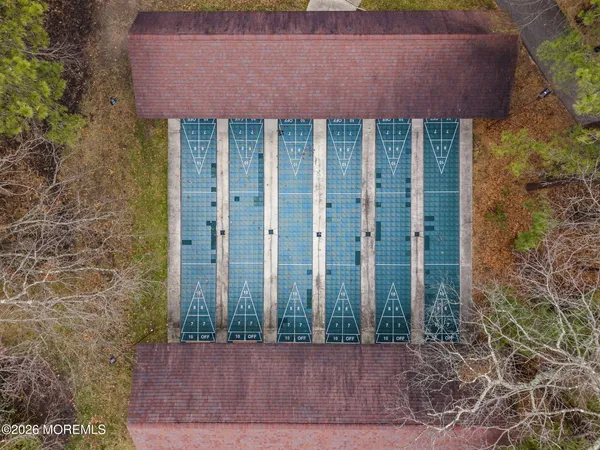 an aerial view of a house