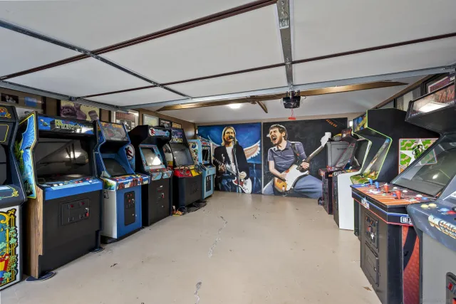 a view of a balcony with yard