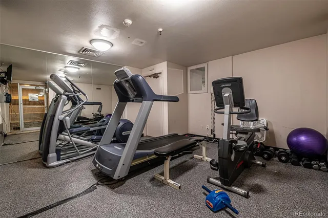 a view of a room with gym equipment