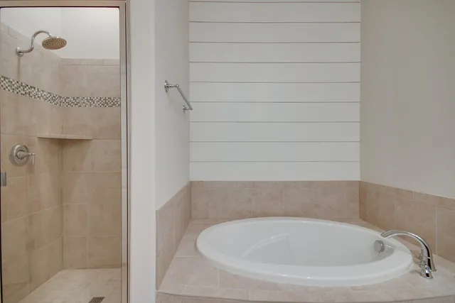 a bathroom with a bathtub