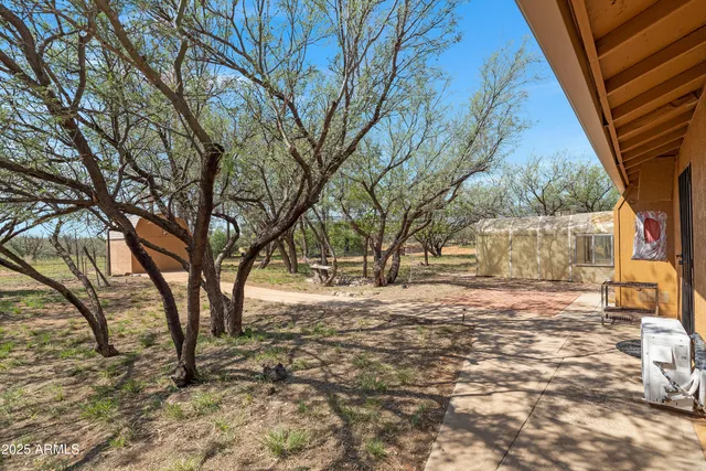 a view of backyard with green space