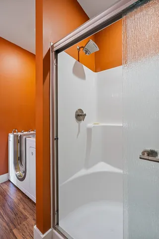 a bathroom with a shower