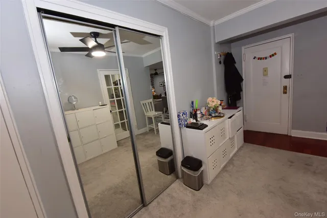 a bathroom with a mirror