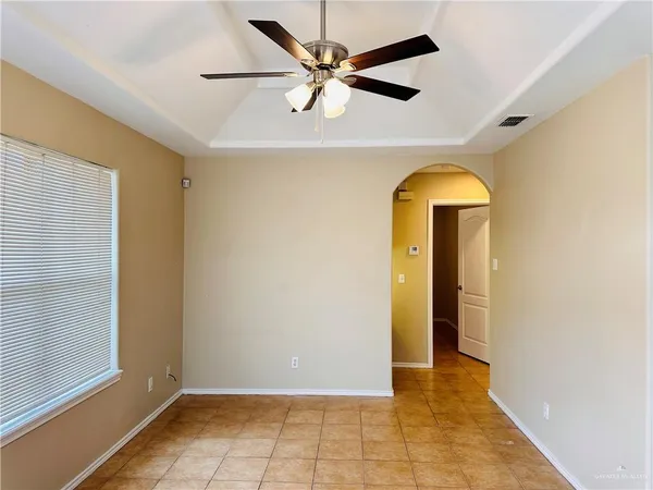 a view of an entryway with a fan