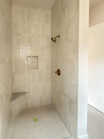 a view of an empty walk in closet