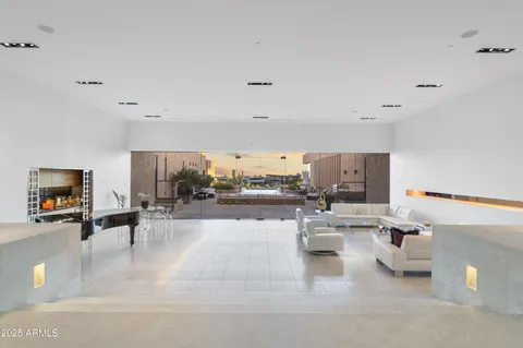 a view of a terrace with seating space