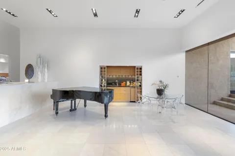 a dining room with furniture