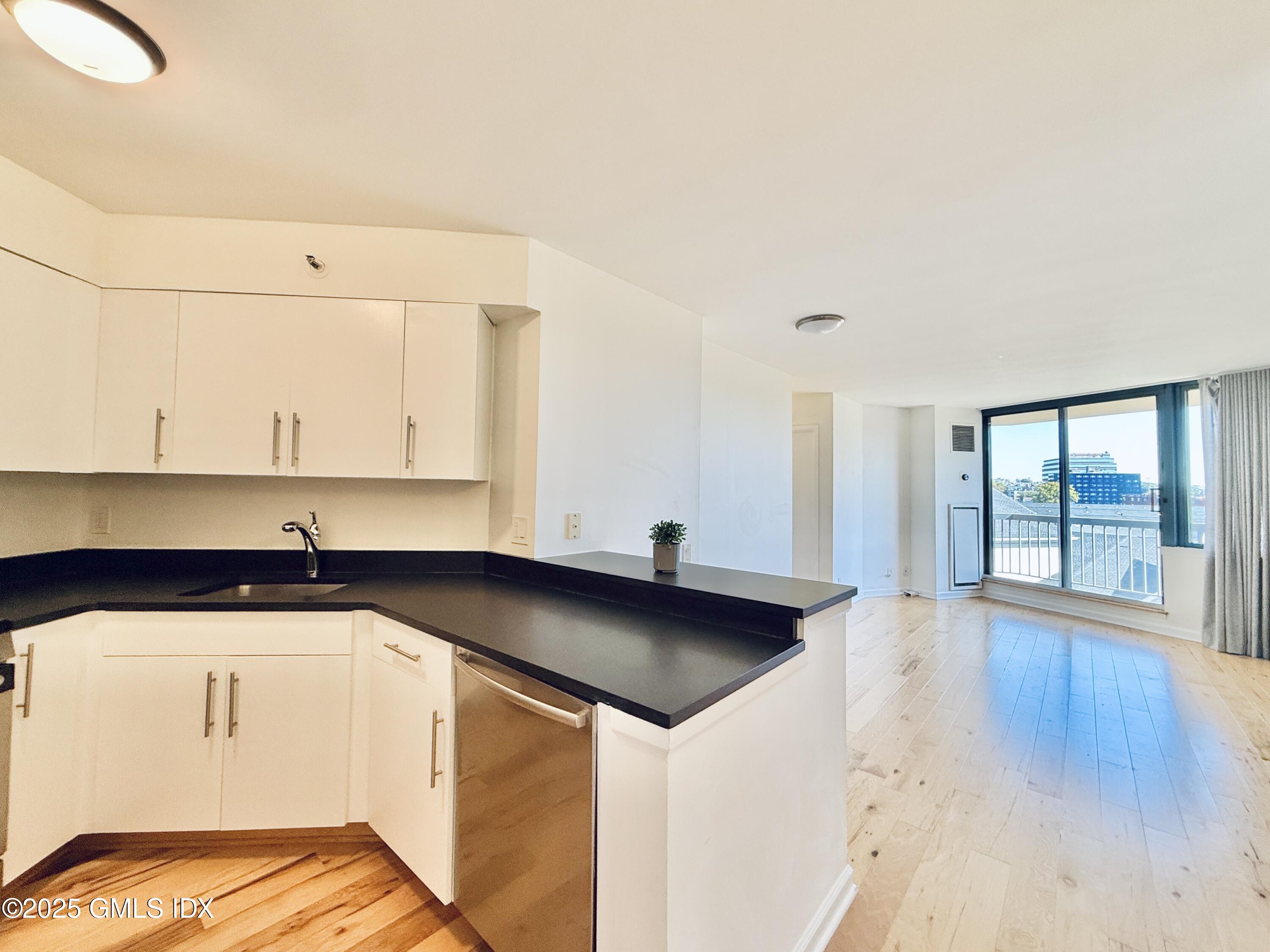 25 Forest Street, Unit 8C Stamford, CT 06901 - Photo 3 of 25 a kitchen with granite countertop a sink a stove and cabinets