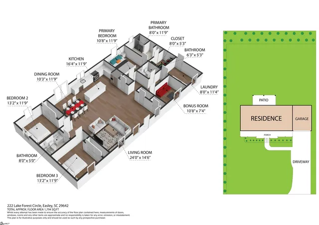 $540,000 | 222 Lake Forest Circle, Easley, SC 29642