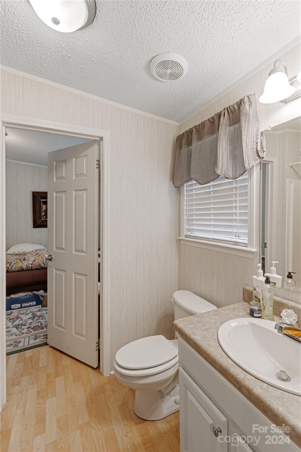 65 Fraser Hill Drive Mars Hill, NC 28754 - Photo 29 of 39 a bathroom with a granite countertop sink a toilet and a mirror