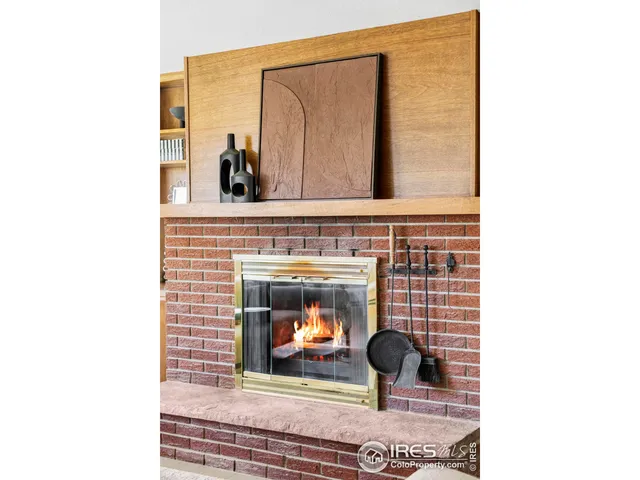 a view of a fireplace in the room