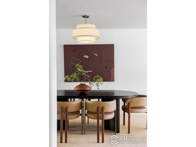 a dining room with furniture