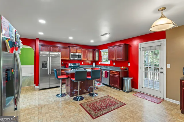 a living room with furniture