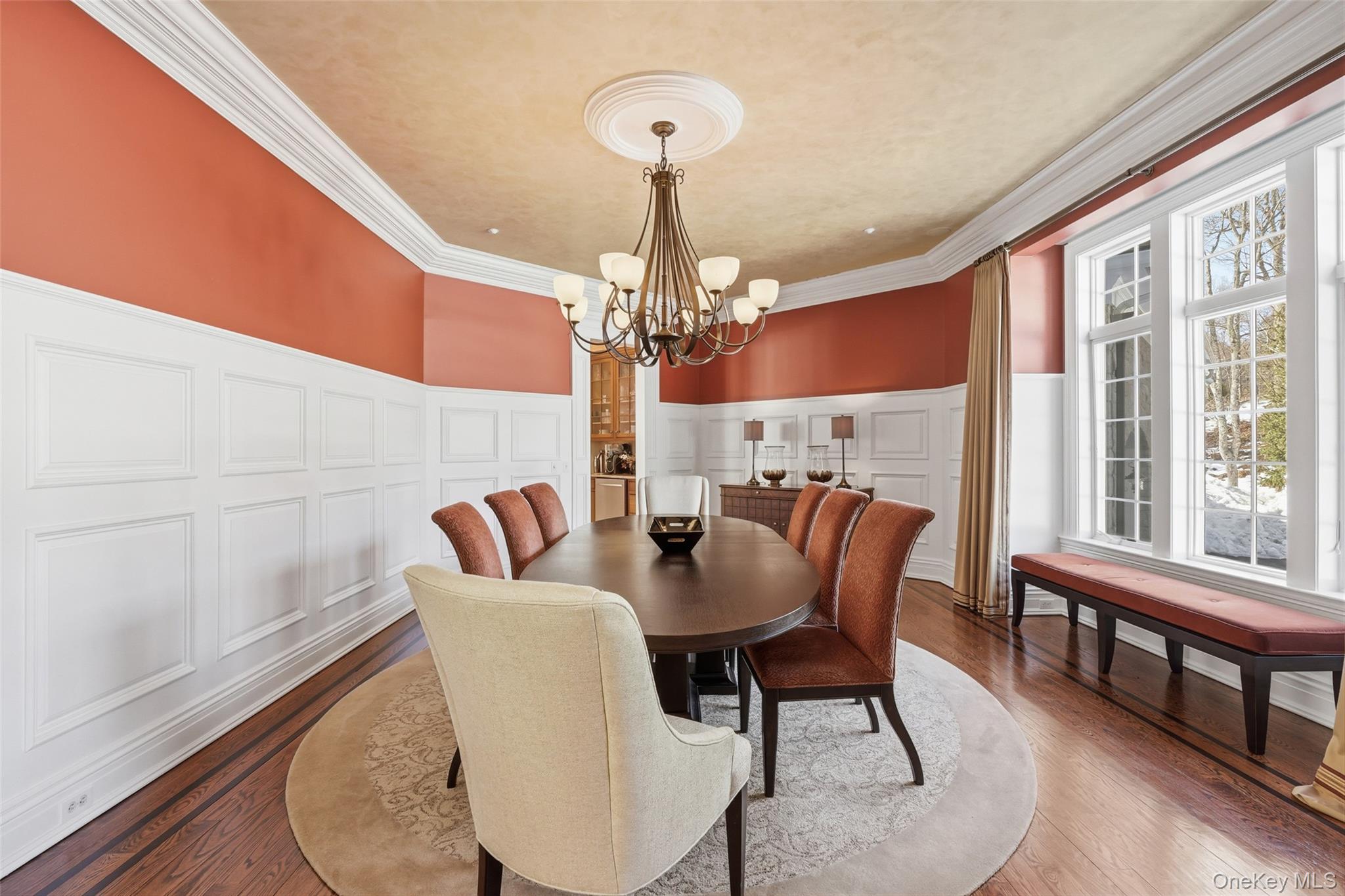 26 Hollow Ridge Road Bedford Corners, NY 10549 - Photo 10 of 39 a dining room with furniture a chandelier and window