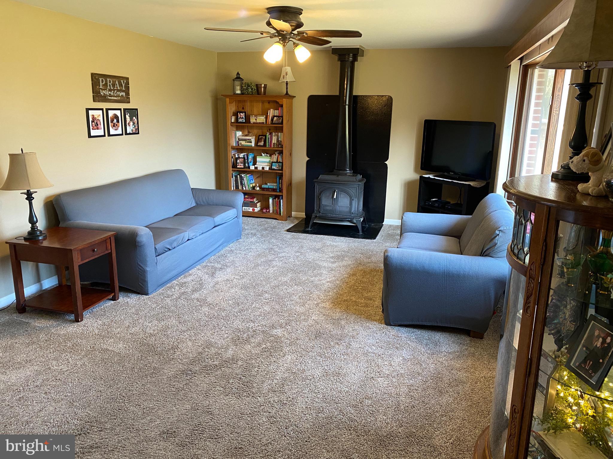 424 Pine Grove Road Nottingham, PA 19362 - Photo 19 of 60 Living Room with newer wood stove and bay window