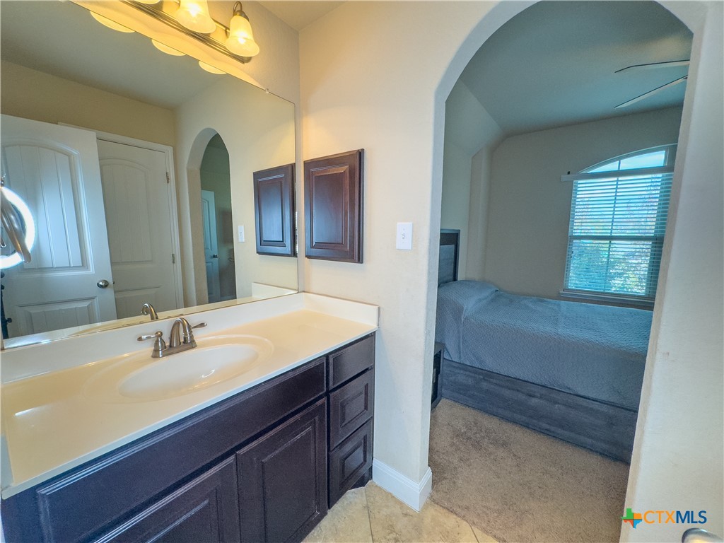 809 Alpino Cibolo, TX 78108 - Photo 28 of 29 a bathroom with a sink and a mirror