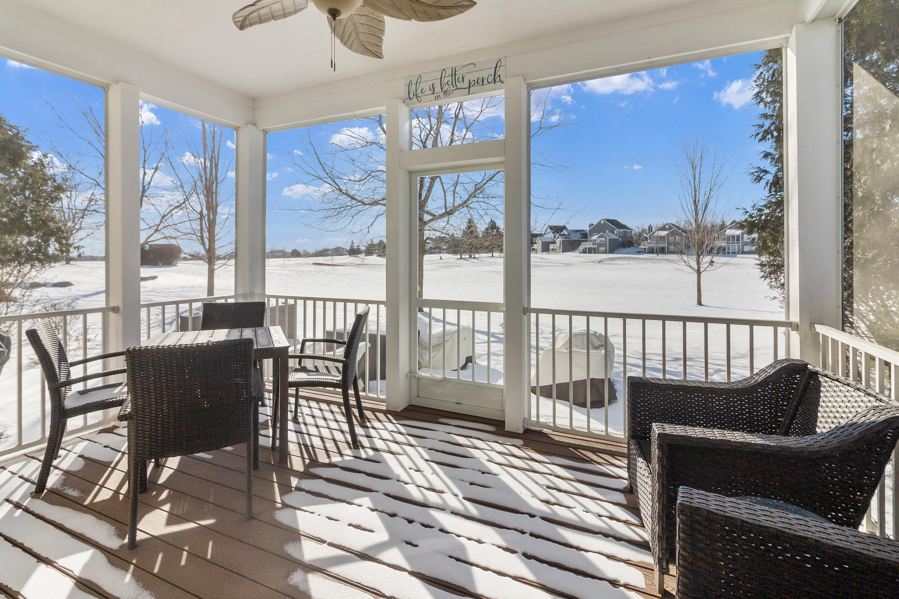 813 Eagleton Drive, Unit 4679 Geneva, WI 53147 - Photo 21 of 53 Screened Porch With Trex Decking and Railings.