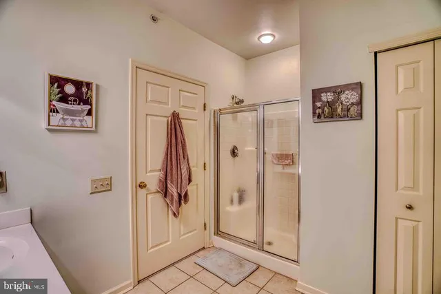 a bathroom with a shower and a sink