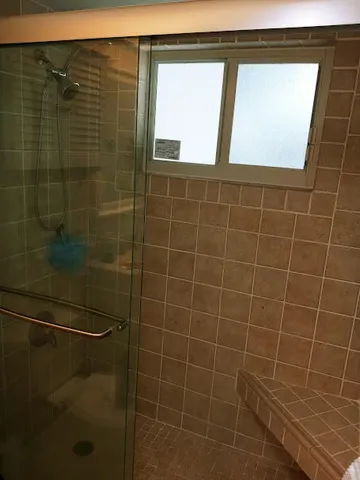a bathroom with a shower
