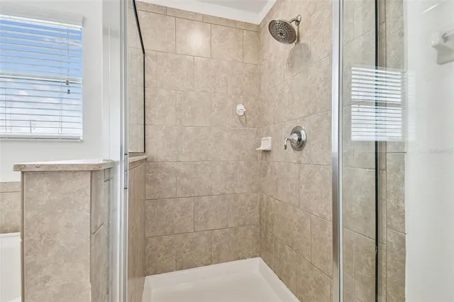 a bathroom with a shower