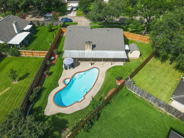 an aerial view of a house