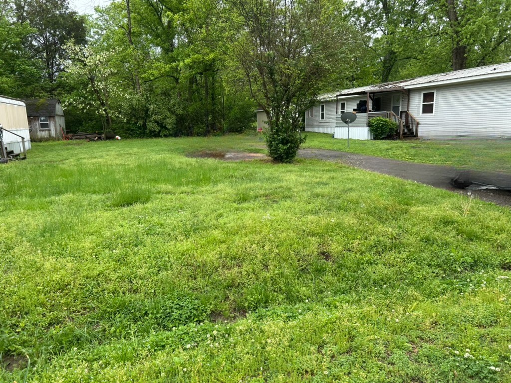 a view of a backyard of the house